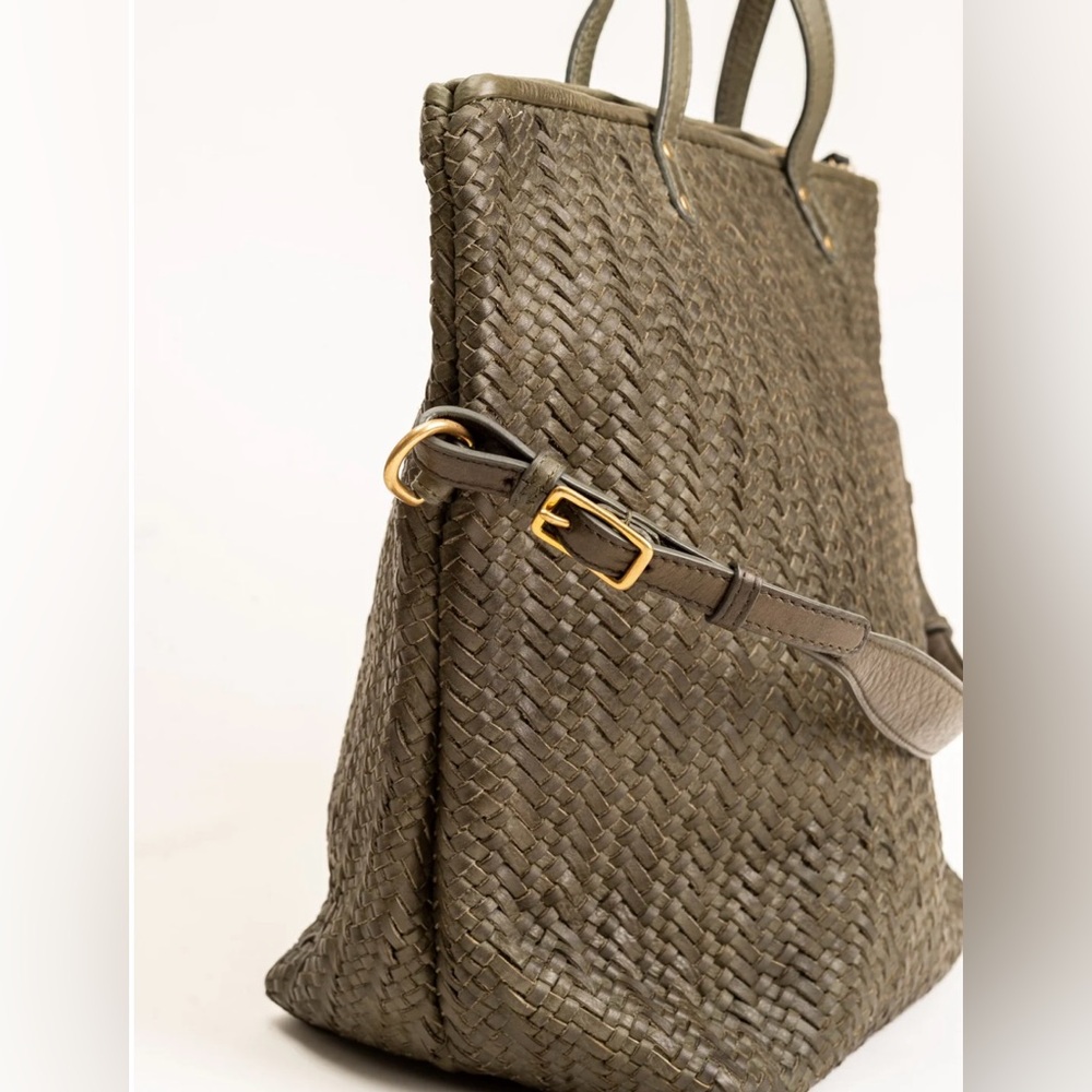 Kempton and Co Olive Woven Morleigh Foldover Tote